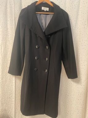 Calvin Klein Black Double-Breasted Pea Coat